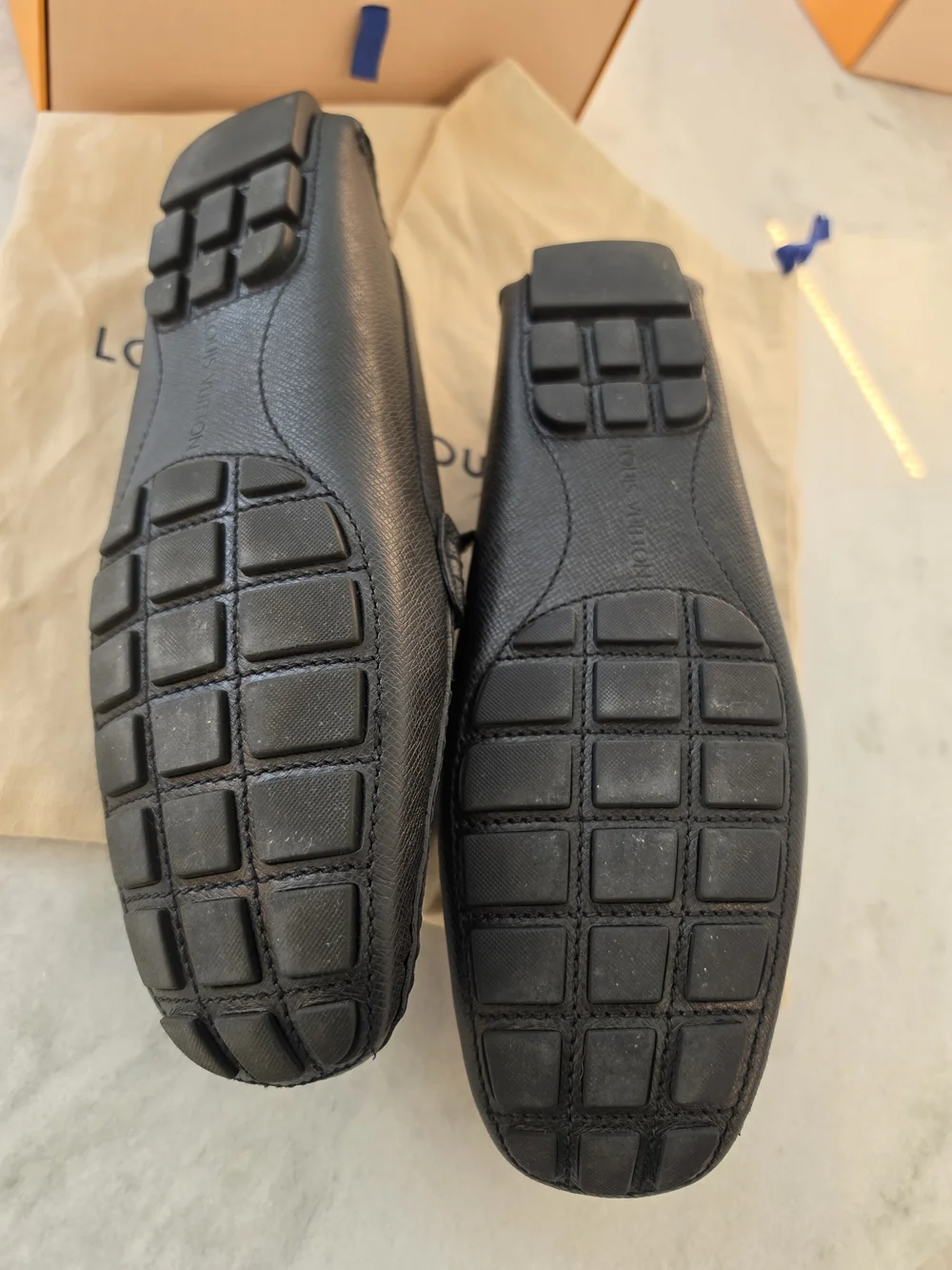 Louis Vuitton Black Textured Leather Loafers with Silver LV Buckle - Picture 2 of 3